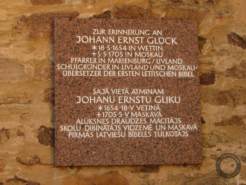 Gedenktafel für Johannes Ernst Glück im Saalekreis