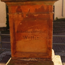 Kriegerdenkmal "Deutsche Einigungskriege" auf dem Markt in Wettin im Saalekreis