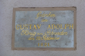 Gedenktafel für Gustav Adolf am Markt in Querfurt im Saalekreis