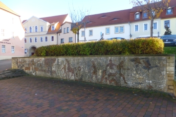 Wandbild "Landwirtschaft" (Hans-Otto Hahn) am Dreieck in Querfurt im Saalekreis